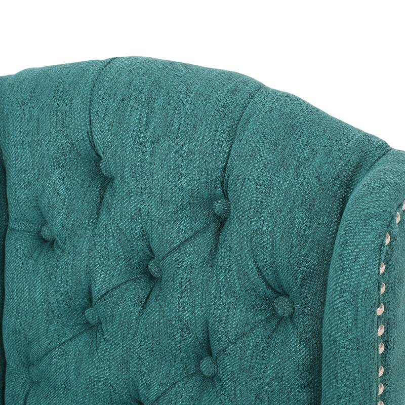31 Inch Fabric Tufted Wingback Counter Stools, Set of 2
