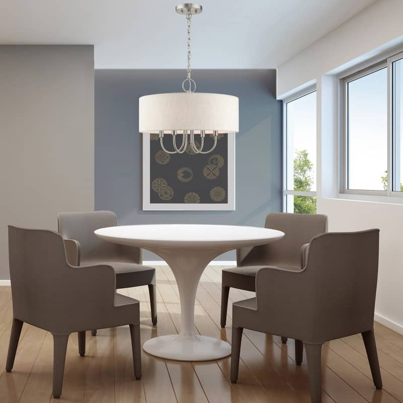 Livex Lighting 4-light Brushed Nickel Pendant Chandelier, 49804-91 - 18"W x 13.625"H