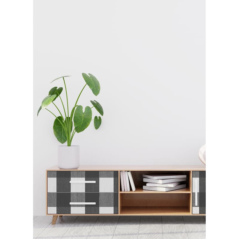 NuWallpaper Charcoal Buffalo Plaid Plaid Peel & Stick Wallpaper