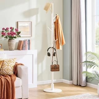 Sturdy Bamboo Tree Coat Rack with 8 Hooks Height Adjustable Freestanding Clothing Organizer for Entryway Bedroom Living Room