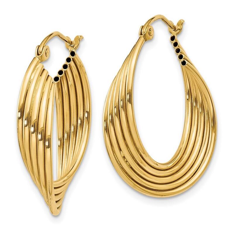 Curata 14k Yellow Gold Polished 19x5mm 5 Row Twist Hoop Earrings