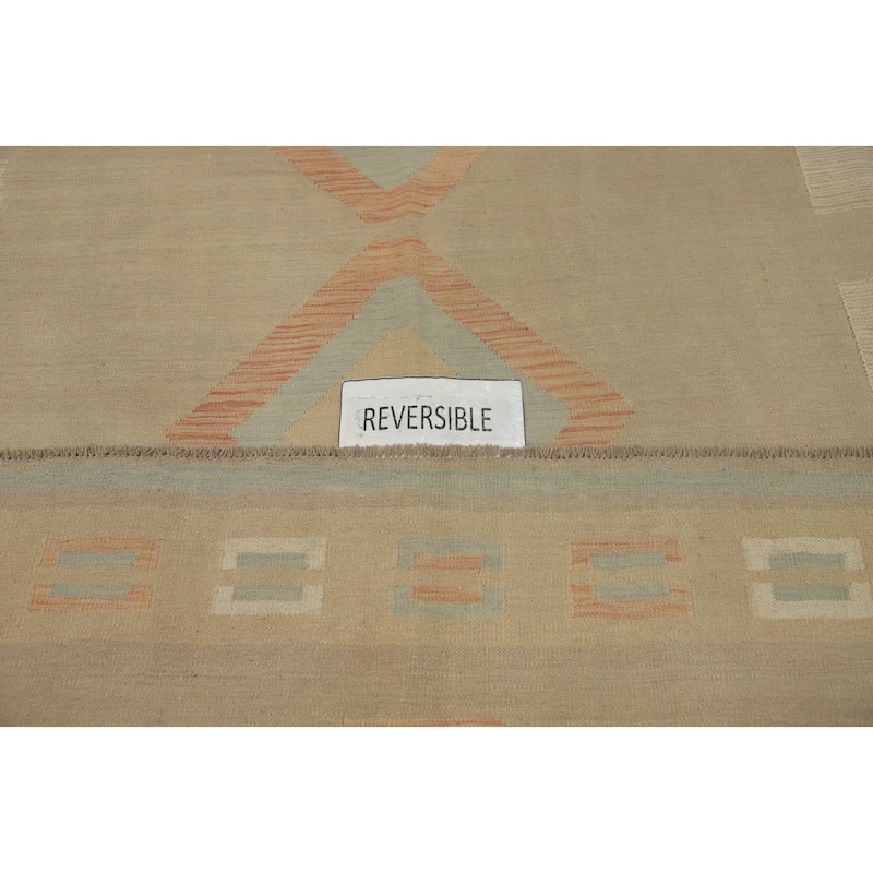 Hand Woven Southwestern Wool Beige Geometric Area Rug - 12' 6'' X 9' 9''