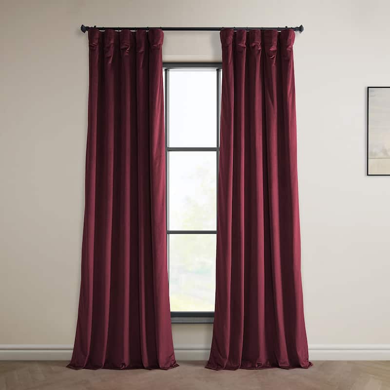 Exclusive Fabrics Heritage Plush Velvet Room Darkening Curtains (1 Panel) Luxury Velvet Curtains for Bedroom & Living Room. - 50 X 84 - Dark Merlot