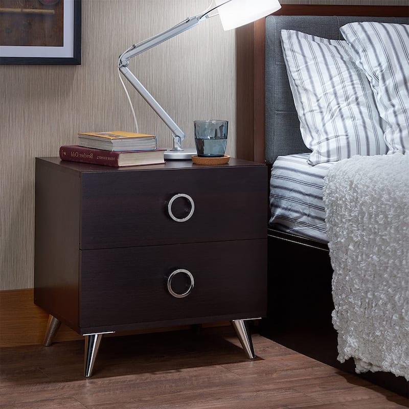 Nightstand with 2 Drawers, Espresso