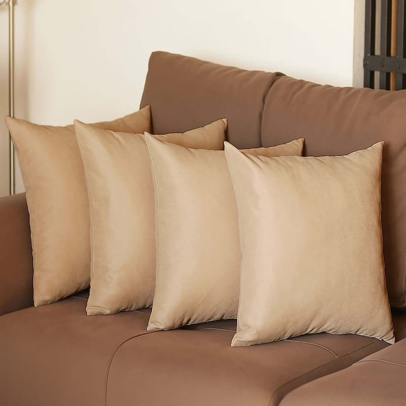 Farmhouse Set of 4 Decorative Throw Pillow Square and Lumbar - 18" x 18" - Beige