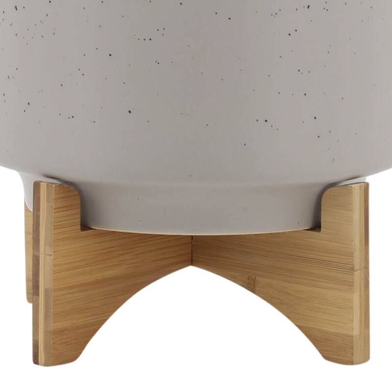 Sagebrook Home Ceramic Planters with Bamboo Stand Indoor/Outdoor