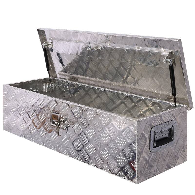 39 Inch Tool Box Aluminum 5 Bar Tread Pattern Trailer Pickup ATV Truck Underbody Bed Storage Toolboxes With Lock Keys