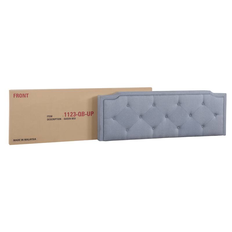 Blue Full Bed with Adjustable Tufted Headboard, Easy Setup, All-in-One Box