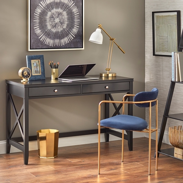 Simple black sales desk with drawers
