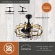 preview thumbnail 4 of 6, Kenton 21 in. Black and Satin Brass Fandelier Ceiling Fan, Black Blades, Dimmable LED Light Kit, Remote, Metal Wire Cage Shade