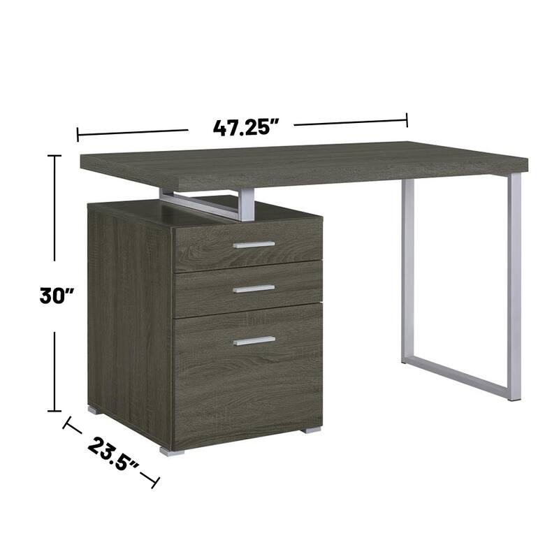 3-drawer Office Desk in Weathered Grey Finish