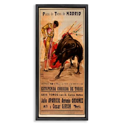 Stupell Great Bullfight Antique Advertisement Framed Floater Canvas Wall Art Design By Marcus Jules