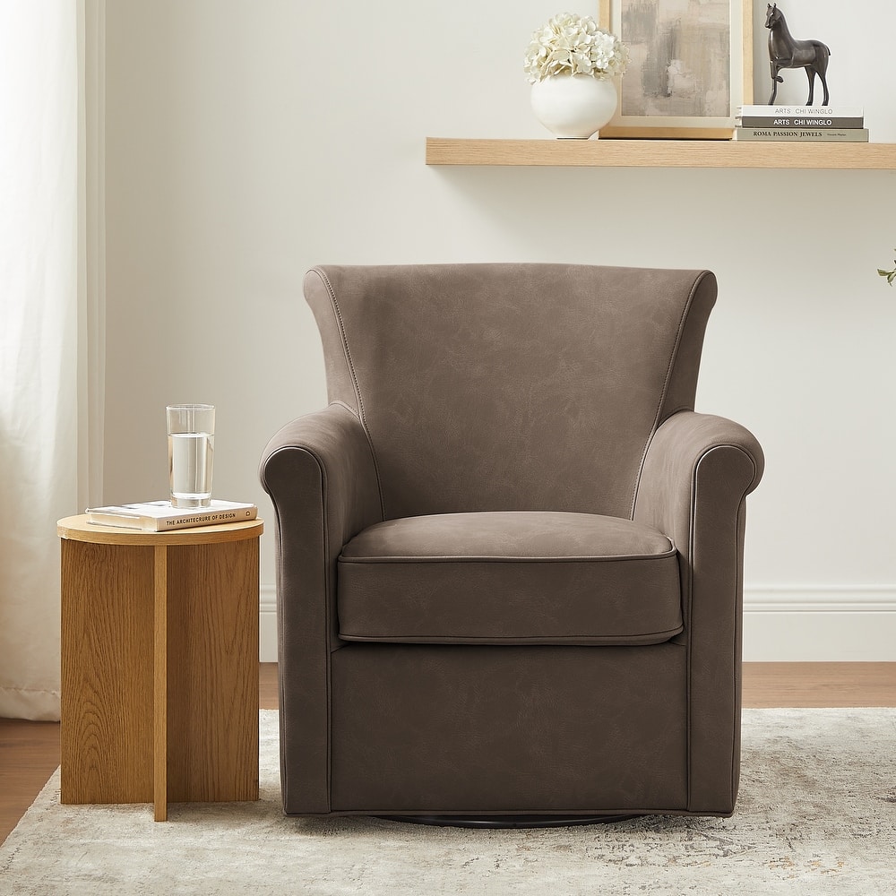 Whitby Faux Leather Swivel Accent Chair