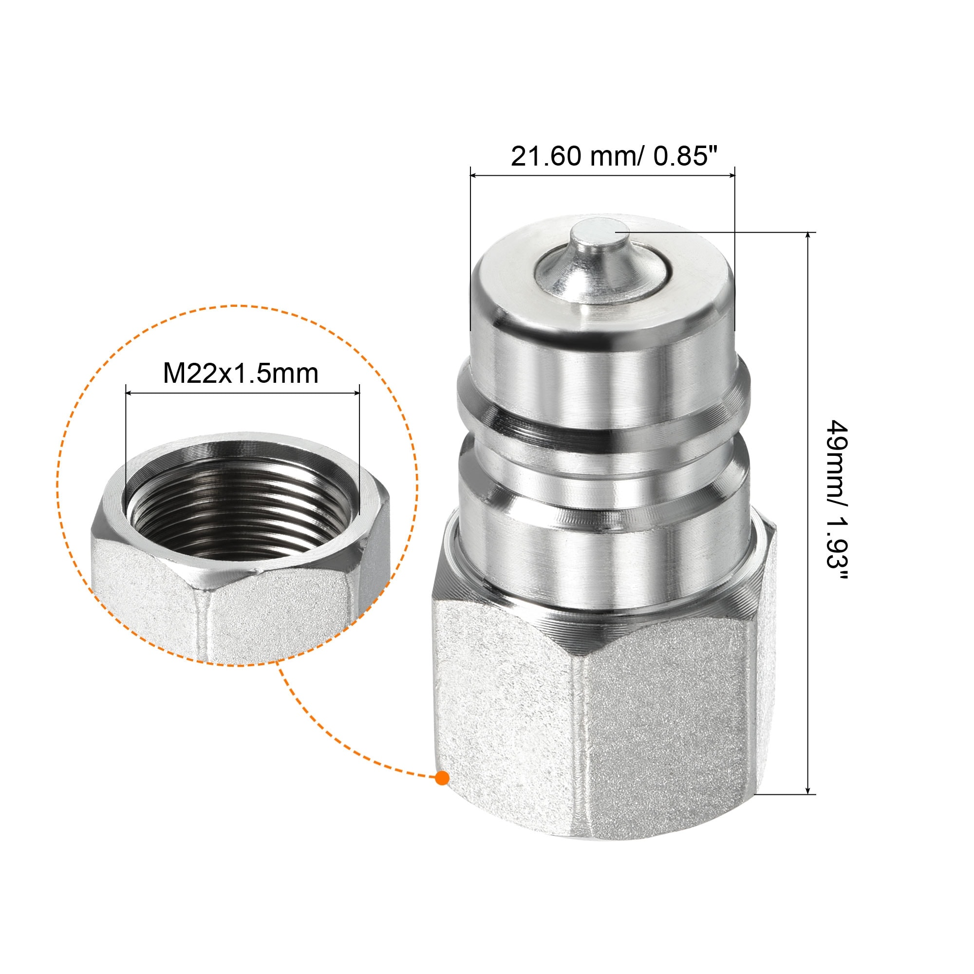 2pcs M14 x 1.5mm to M18 x 1.5mm Straight Air Pipe Fitting Connector Adapter  