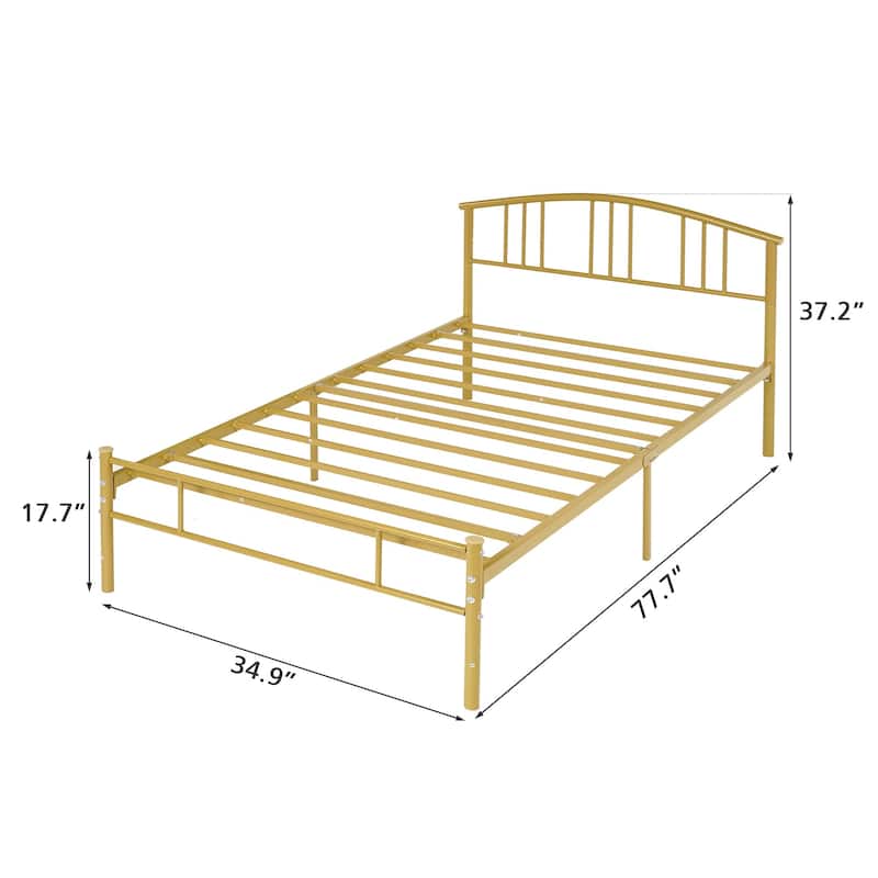 14 Inch Twin Size Bed Frame Metal Platform Bed with Spindle Headboard Footboard Set of 2
