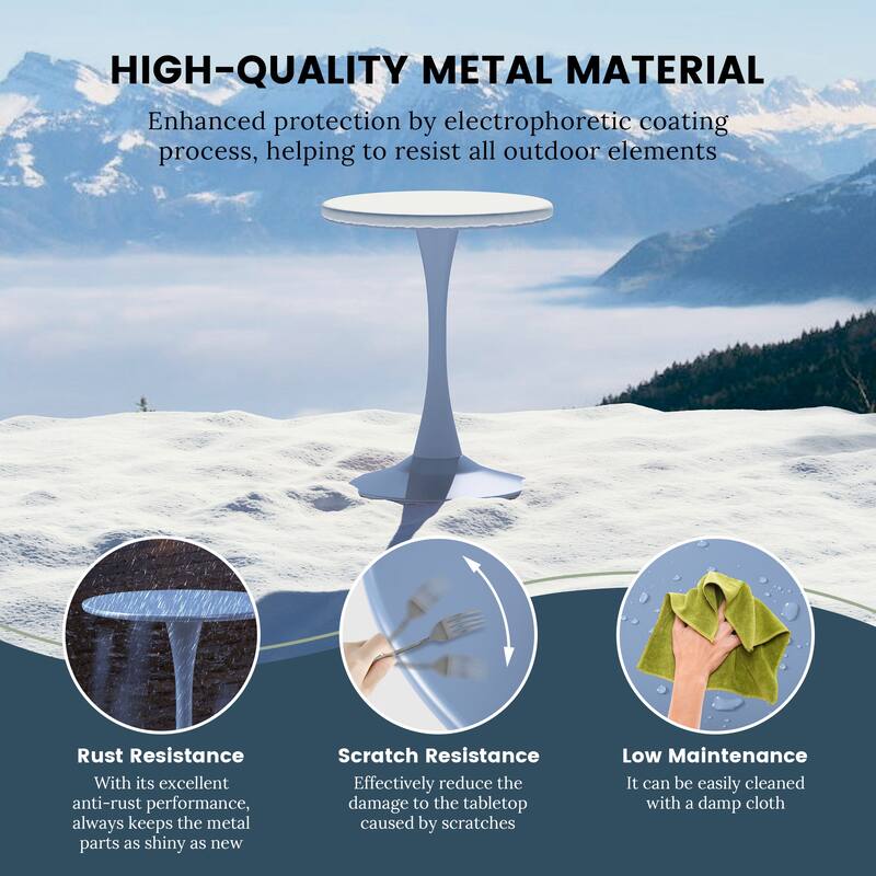 Frond and Form 23.5 Inch Outdoor Steel Dining Table