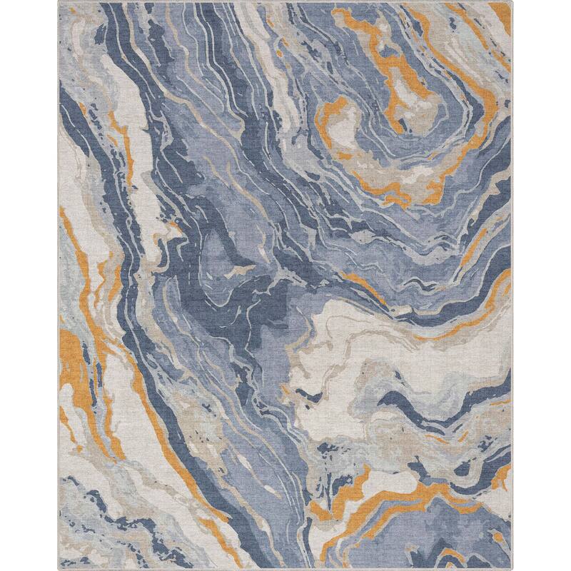 Well Woven Abstract Harmony Modern Boho Marble Flat-Weave Area Rug