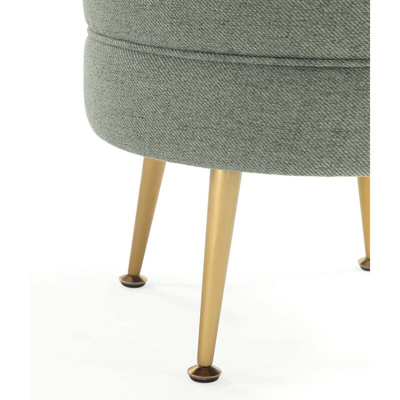 Upholstered Accent Ottoman with Metal Legs Mid Century Modern Design