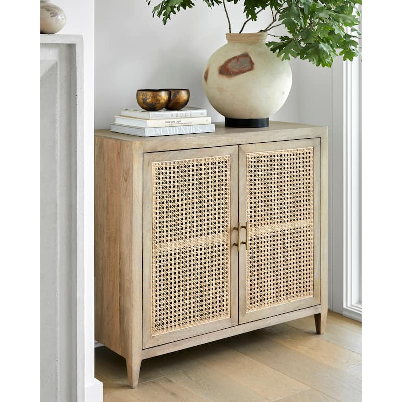 Mile Wood and Rattan Storage Cabinet