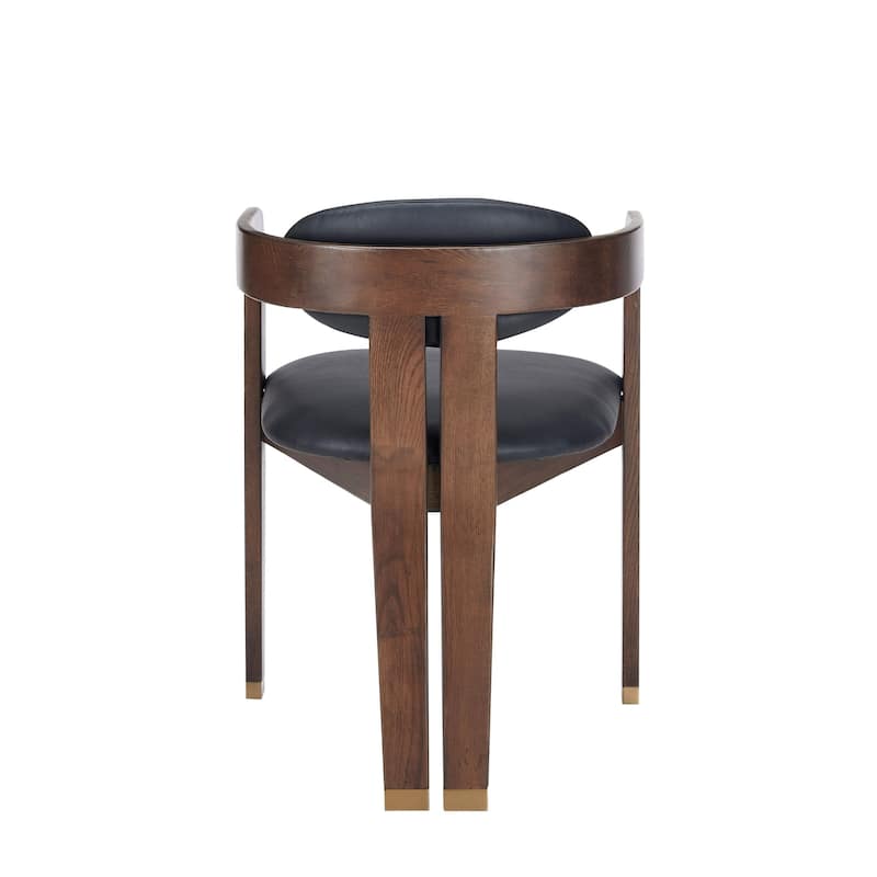 Modrest Belton Modern Black Vegan Leather & Brown Oak Dining Chair