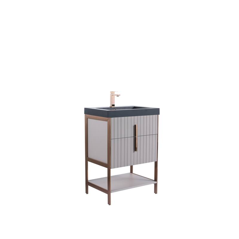 Fine Fixtures Serenity Modern Bathroom Vanity with Black Gel Acrylic Top