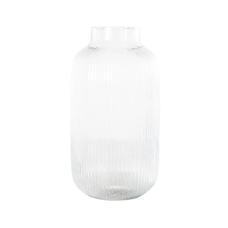 Clear Glass Ribbed Decorative Vase