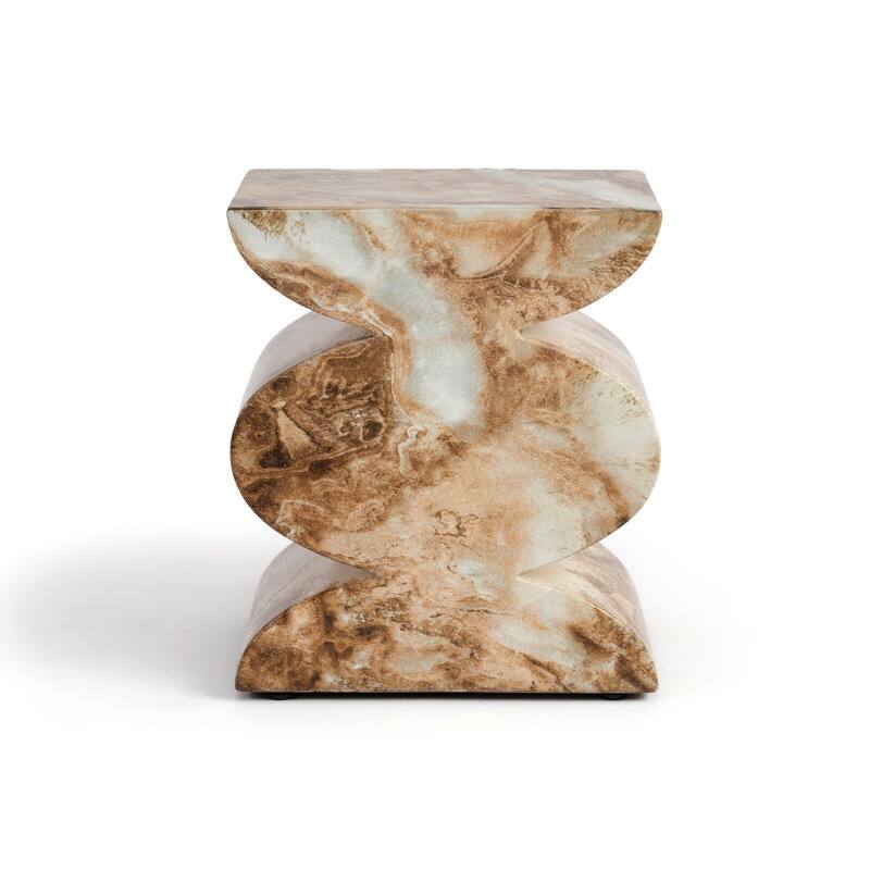 Studio London Trudi Faux Marble Effect Stool End Table – Onyx Brown - Concrete