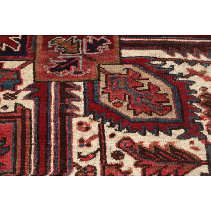 Hand Knotted Oriental 100% Wool Carpet Traditional Medallion Red Heriz Area Rug - 11' 4'' X 8' 3''