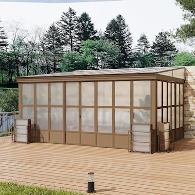 Lean-to Sunroom 12x16FT, Wall Mounted Solarium