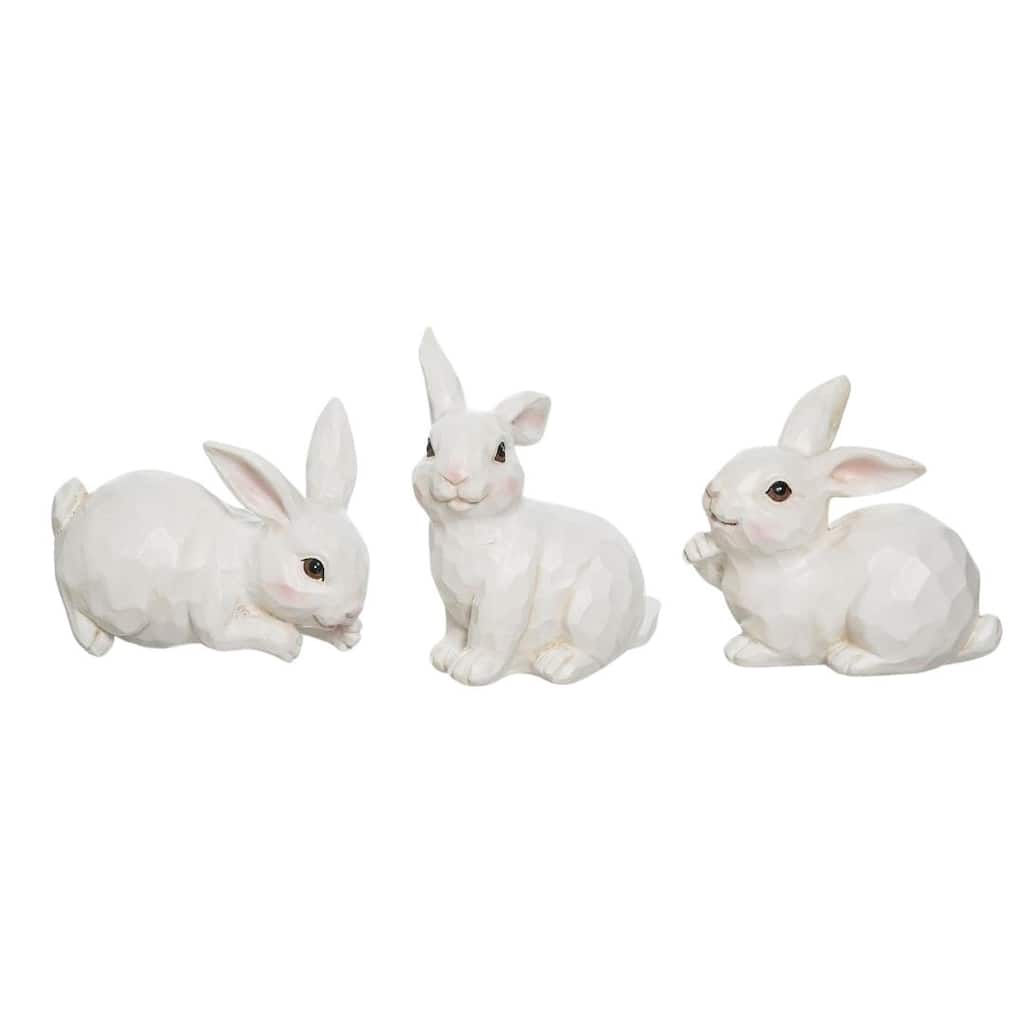 Transpac Small Sculpted Easter Bunny Figurine Set of 3 Home Decorations Easter