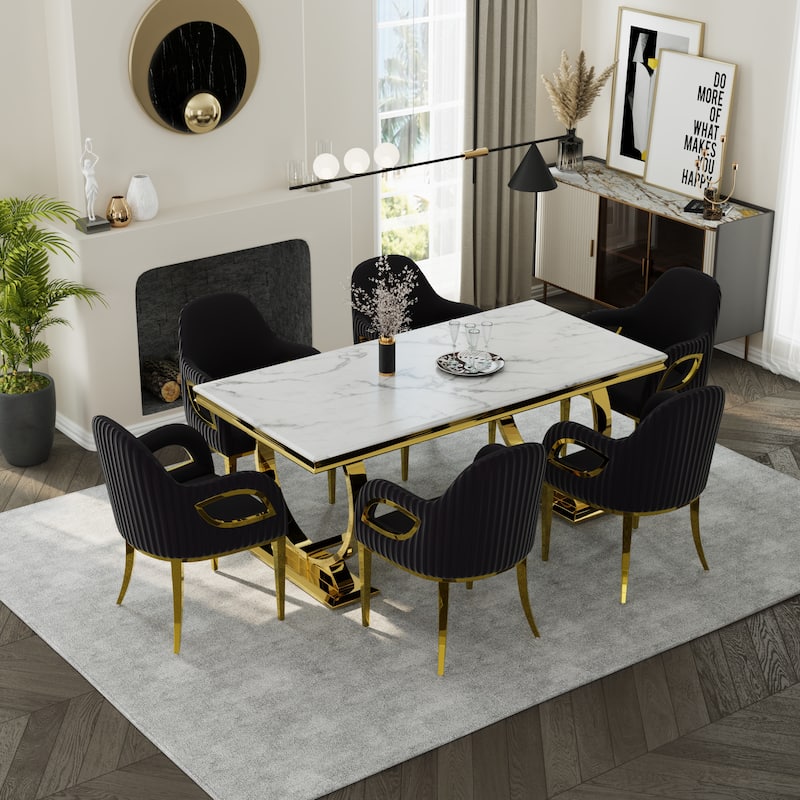 Dining Table Set with Arm Dining Chairs