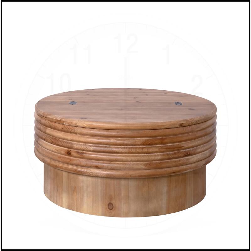 30.3" Stylish Round Coffee Table with Hidden Storage