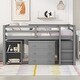 preview thumbnail 20 of 35, Low Loft Bed with Cabinet ,Shelves and Rolling Portable Desk