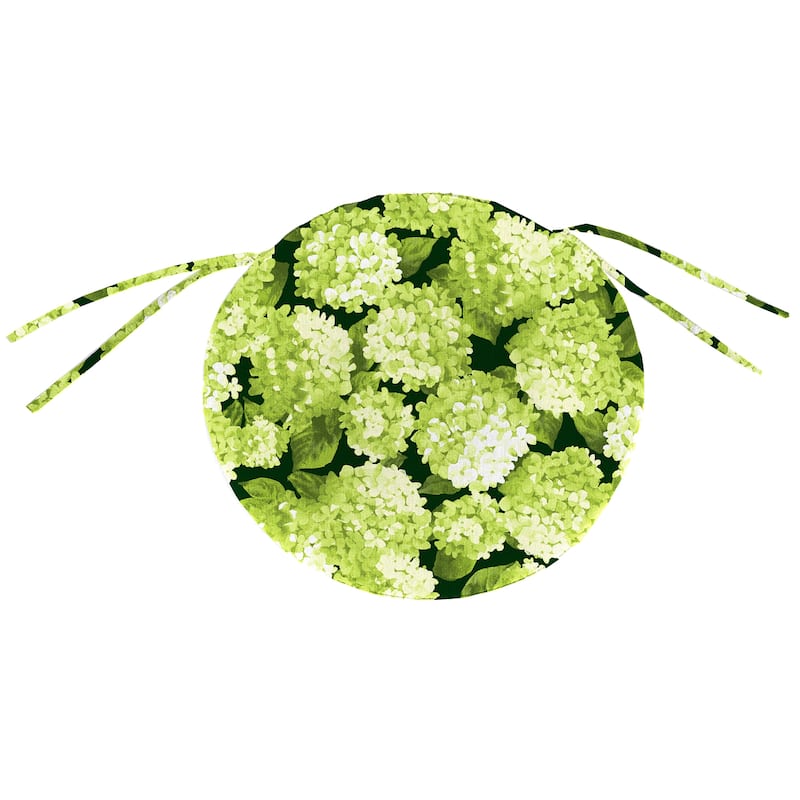 16" Round Outdoor Seat Cushion with Ties - 16'' L x 16'' W x 2'' H - Hydrangea Forest Green