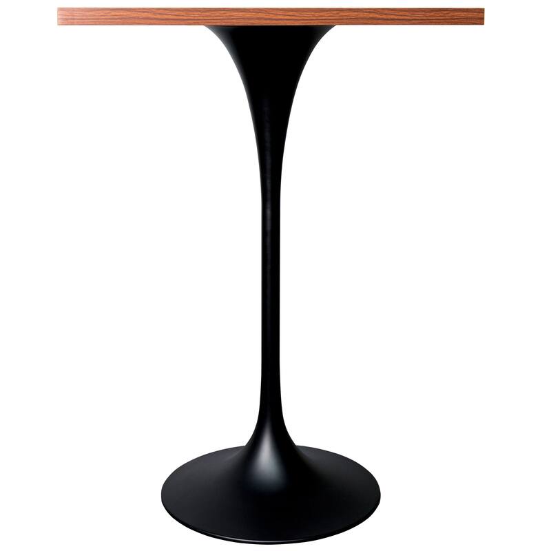 Verve 43 in. Tall Bar Height Dining Table Square MDF Wood Tabletop in White Stainless Steel Pedestal Base Accent Bar Table