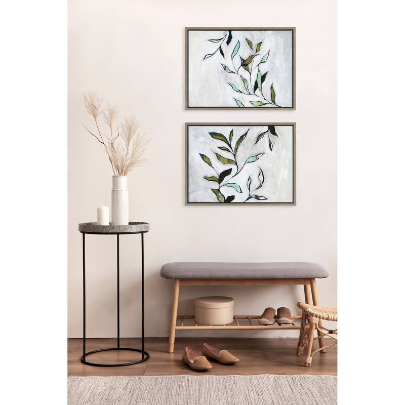 Kate and Laurel Sylvie Branch I II Framed Canvas by Nikita Jariwala