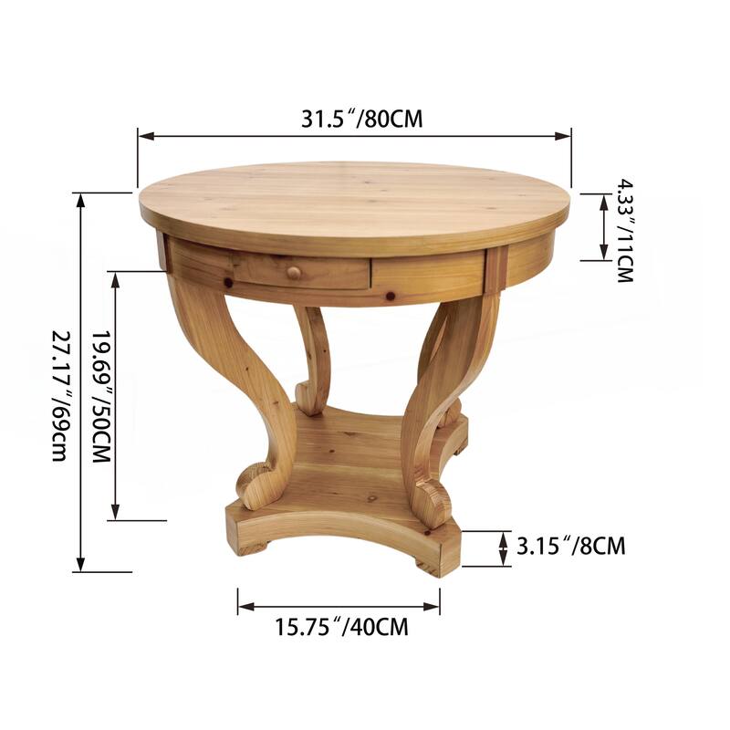 Curved Legs Farmhouse Style Small Size Table