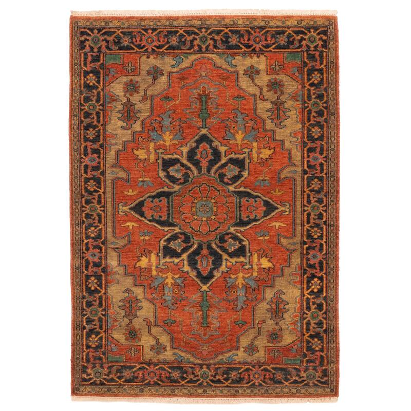 ECARPETGALLERY Hand-knotted Jules Sultane Dark Copper Wool Rug - 4'2 x 5'11