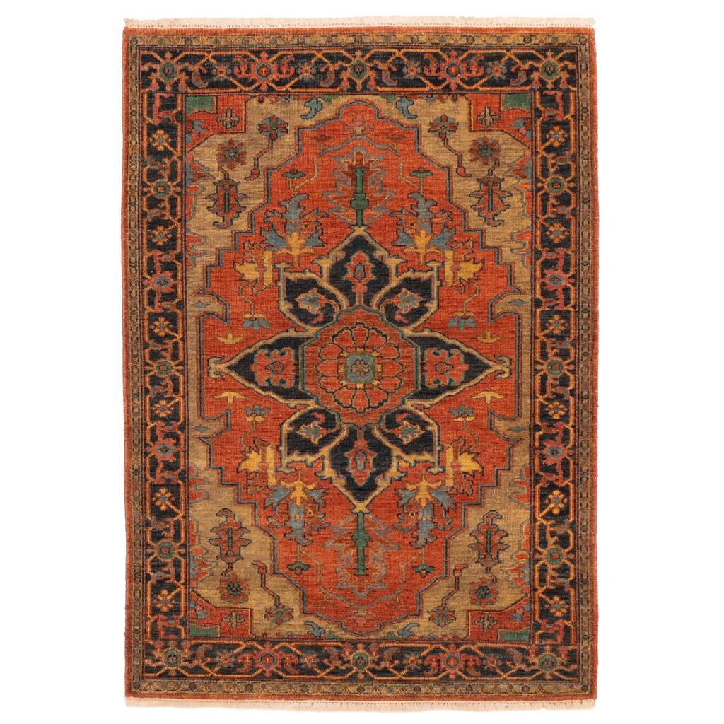 ECARPETGALLERY Hand-knotted Jules Sultane Dark Copper Wool Rug - 4'2 x 5'11