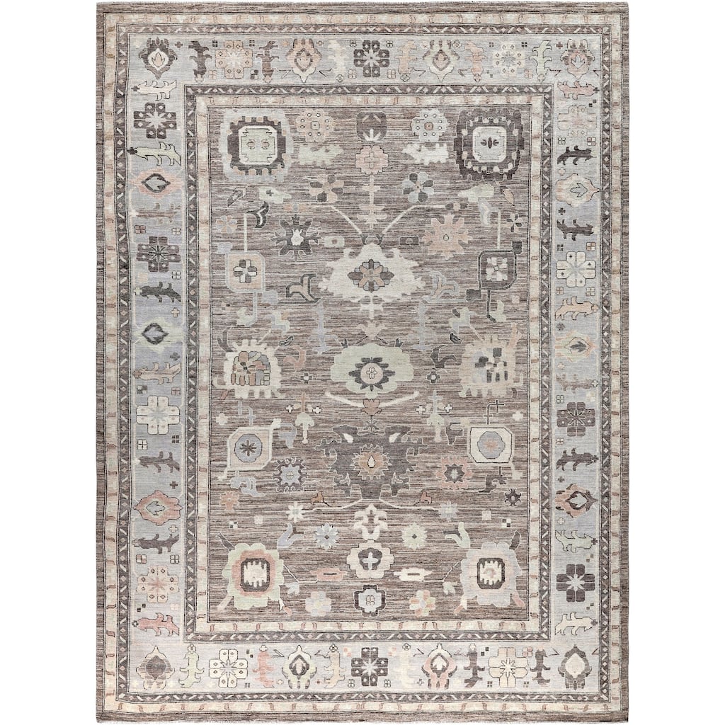 Oushak One-of-a-Kind Hand-Knotted Area Rug - Brown - 10' 2" x 13' 8"