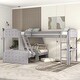 preview thumbnail 2 of 10, L-Shaped Twin over Full Bunk Bed with Desk and Upholstered Panels