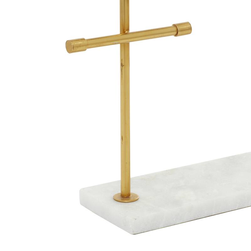 Marble Jewelry Stand with Rectangular Base - Gold - Roche River Decor