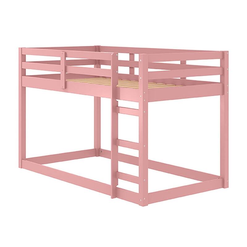 Twin size Pine Loft Bed with 13-Slat System and Built-in Safety Guardrail
