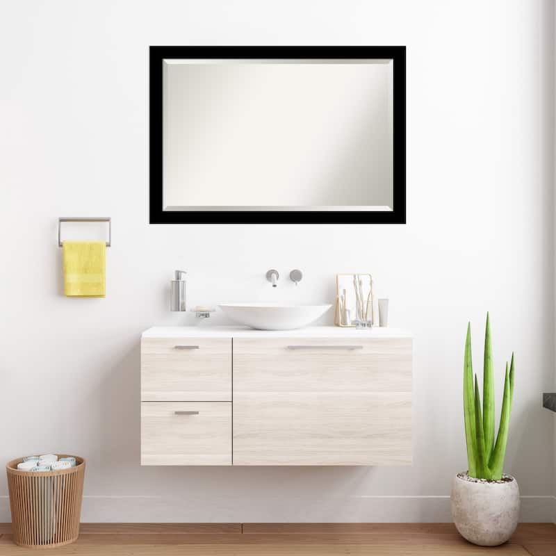 Brushed Beveled Framed Bathroom Vanity Wall Mirror - Brushed Black
