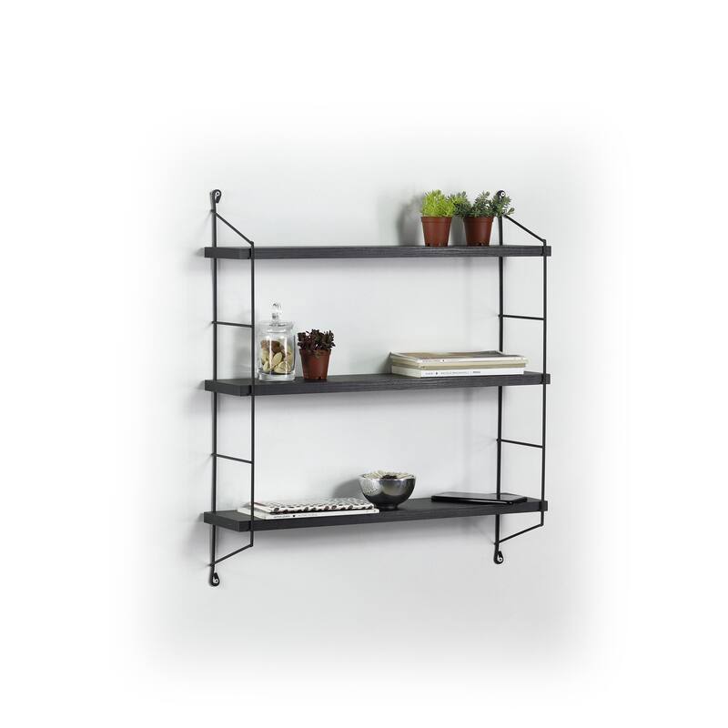 Neelix Modern Decorative Stair Design Shelf - Black
