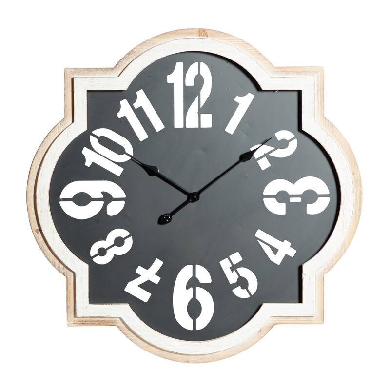 Metal Quatrefoil Wall Clock - Black - Roche River Decor - 2"W x 32"L x 32"H