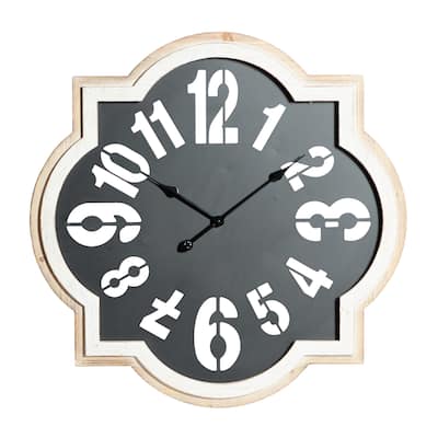Metal Quatrefoil Wall Clock - Black - Roche River Decor - 2"W x 32"L x 32"H