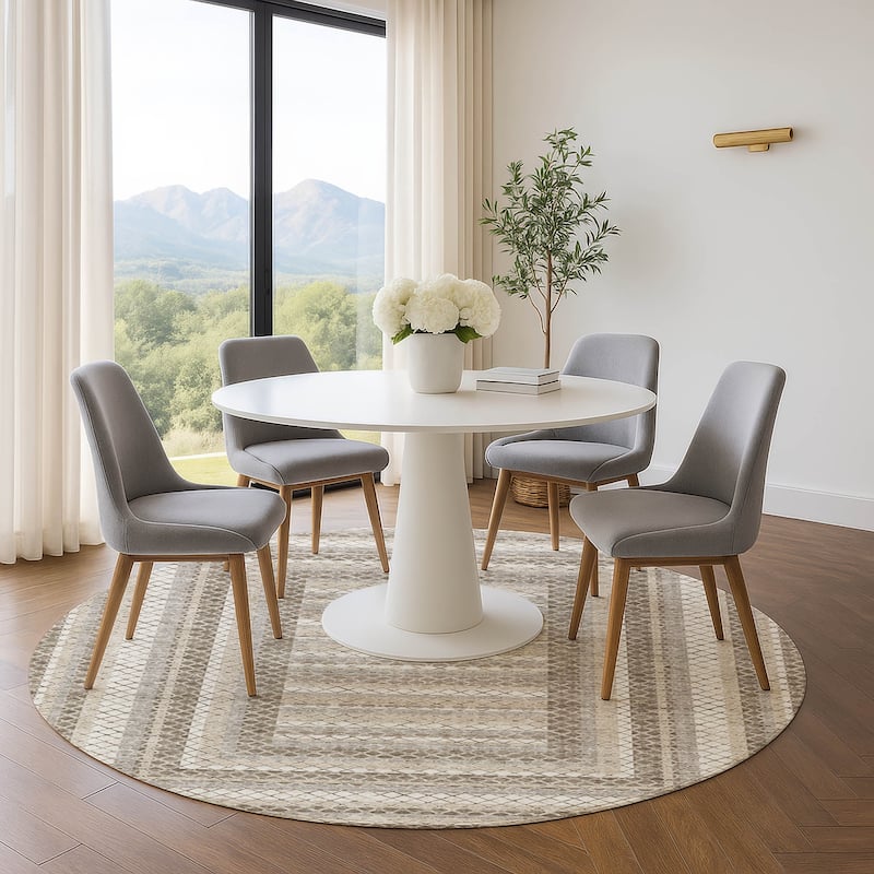 Premium Washable Super Soft Modern Borders Mayfield Rug - Taupe - 8' x 8'