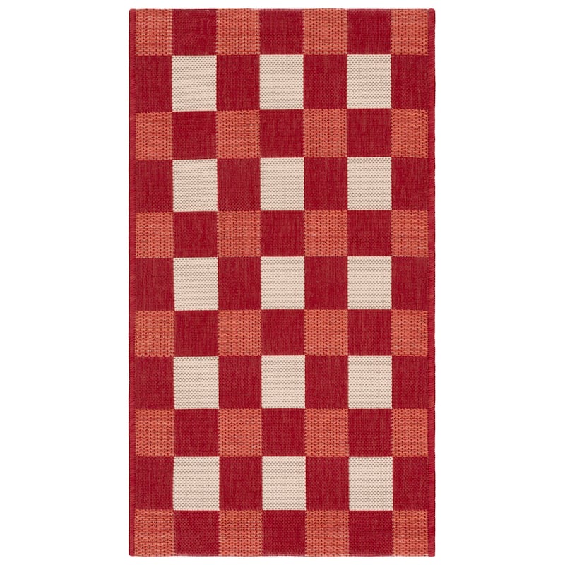 SAFAVIEH Courtyard Meryem Indoor/Outdoor Washable Backyard Patio Rug - 2' x 3'7" - Red/Beige