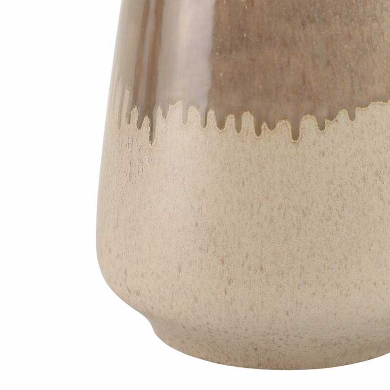 Warm Rustic Ceramic Table Vase for Home Decor, Decorative Flower Vase with Glazed Finish